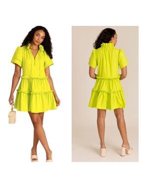 Alden Adair Hallie Ruffle Dress in Citrus Size Small NWT